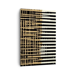 Impression sur toile - Image sur toile - Lignes abstraites en noir, beige et blanc - 70x100cm - Abstraction architecturale - Décoration murale moderne pour le salon et la chambre ARTTOR