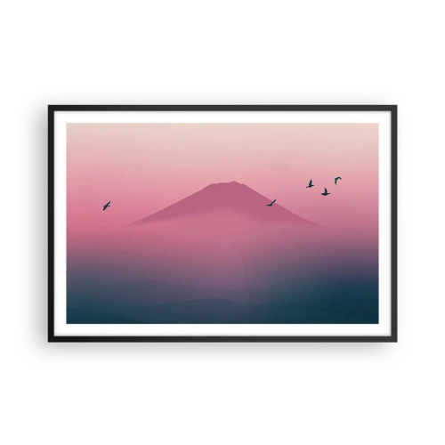 Affiche dans un cadre noir - Poster - Des pèlerins au dessus des nuages - 91x61 cm