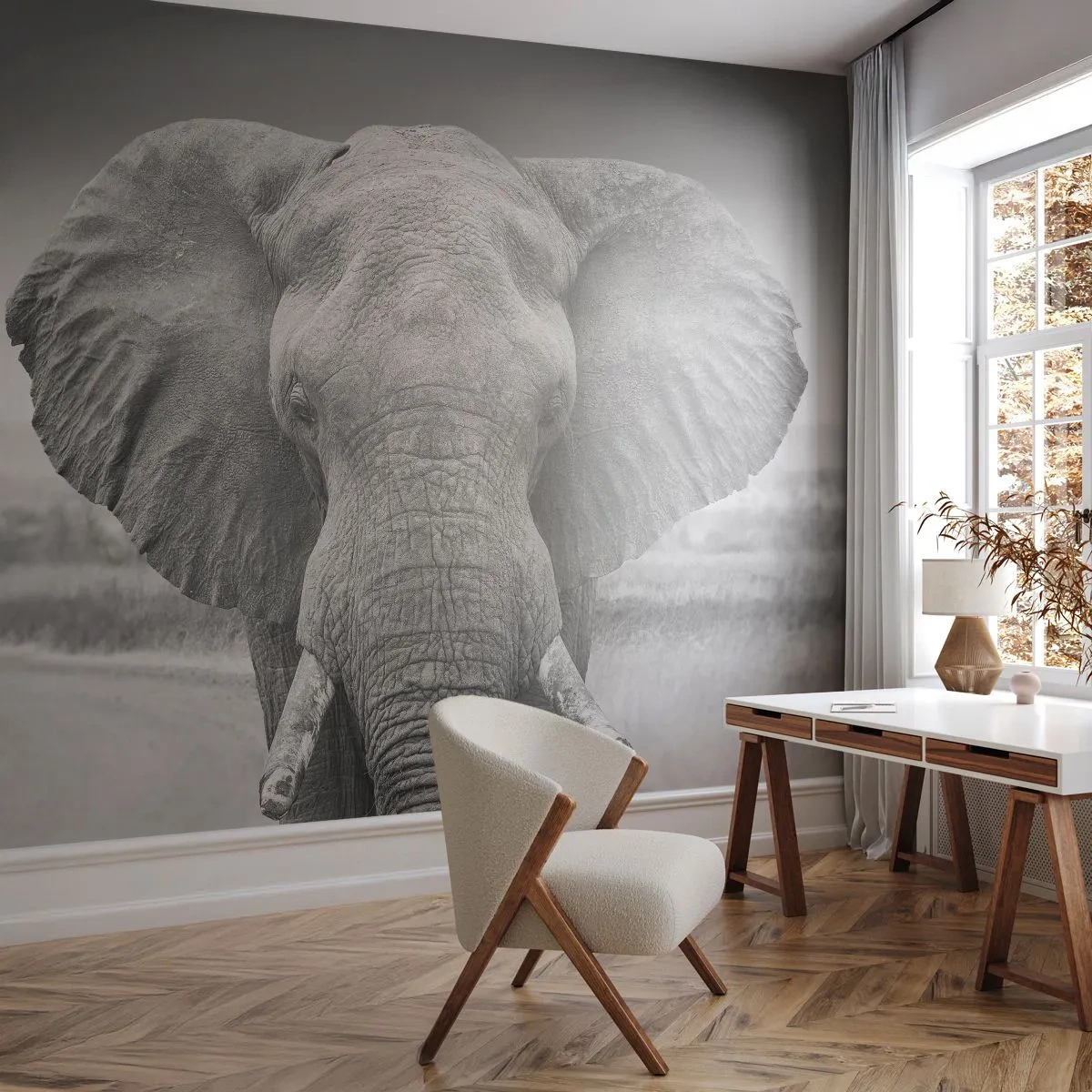 Papier Peint Photo Premium Canvas - Bienvenue dans mon monde - Éléphant, Afrique, Animaux - 250x175 cm