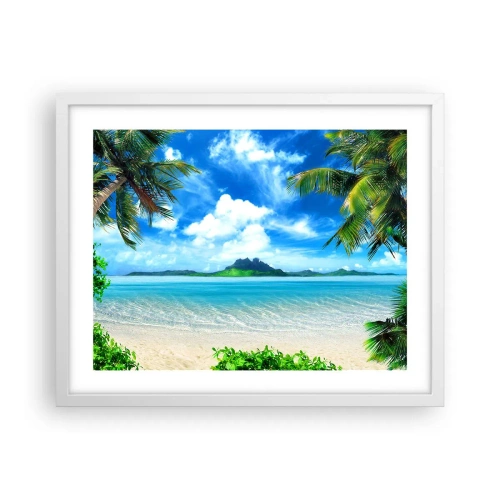 Affiche dans un cadre blanc - Poster - L'azur des tropiques - 50x40 cm