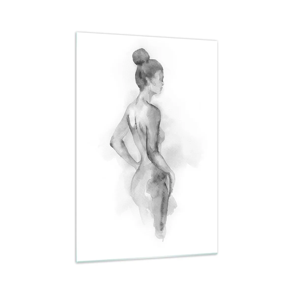 Impression sur verre - Image sur verre - Croquis à l'aquarelle d'une silhouette féminine - 70x100cm - Belle comme une peinture - Décoration murale moderne pour le salon et la chambre ARTTOR