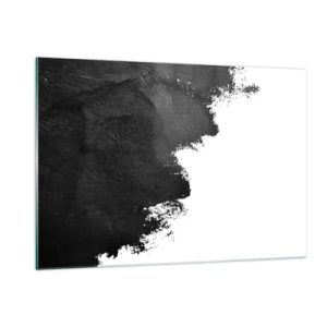 Impression sur verre - Image sur verre - Texture de peinture noire sur fond blanc dans un style minimaliste - 120x80cm - Éléments : terre - Décoration murale moderne pour le salon et la chambre ARTTOR