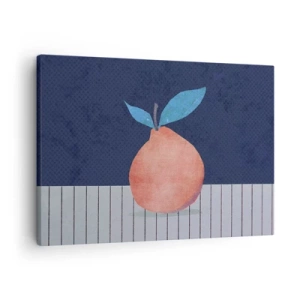 Impression sur toile - Image sur toile - Fruit abstrait sur fond de couleurs contrastées et de lignes droites. - 70x50cm - Convexité et plan - Décoration murale moderne pour le salon et la chambre ARTTOR