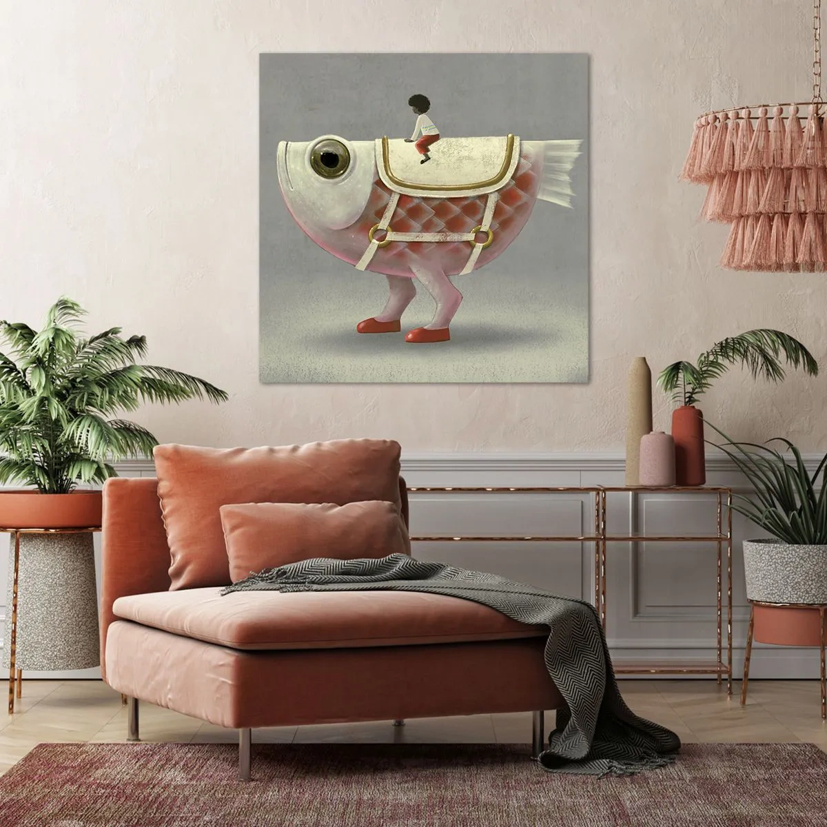 Impression sur toile - Image sur toile - Le cavalier poisson - 70x70 cm