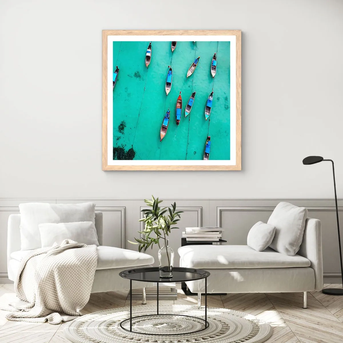 Affiche dans un chêne clair - Poster - Dans une attente jouyeuse - 40x40 cm