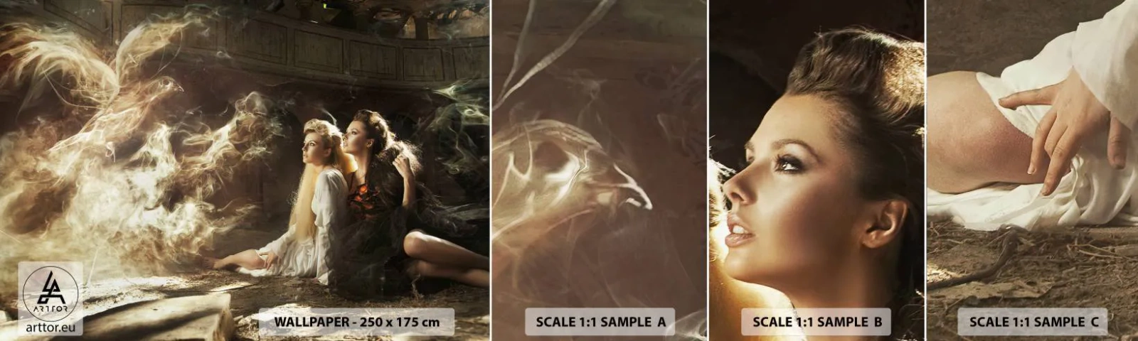 Échantillon de Papier Peint Autocollant Deluxe Sticker - Et il y a eu la poésie - Abstraction, Phénix, Femme - 100x30 cm