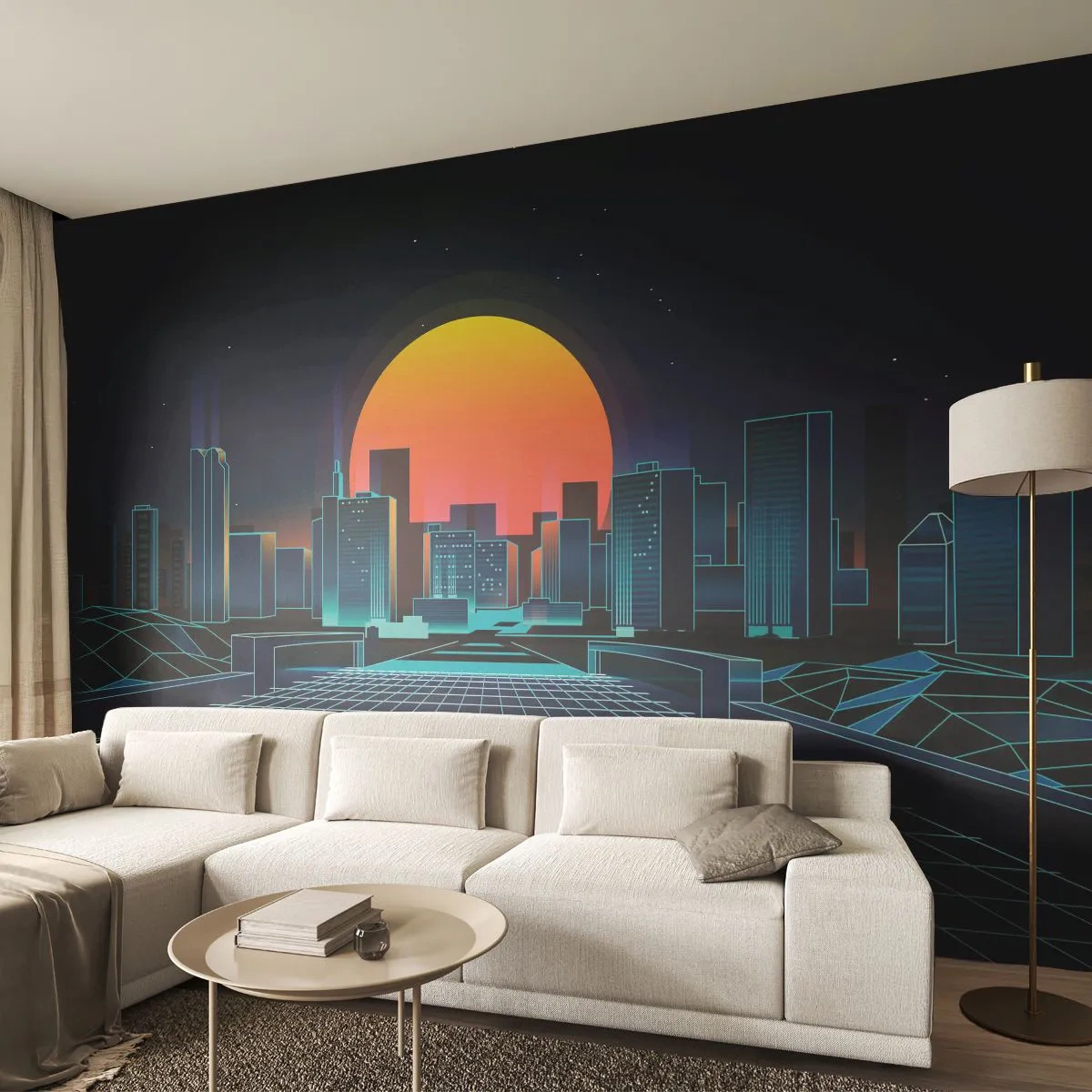 Papier Peint Autocollant Deluxe Sticker - Vous voulez toujours passer au réel ? - Abstraction, Ville, Soleil - 250x175 cm