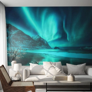 Papier Peint Photo Premium Canvas - Merveilles du Nord - Paysage, pôle Nord, Aurores boréales - 350x256 cm