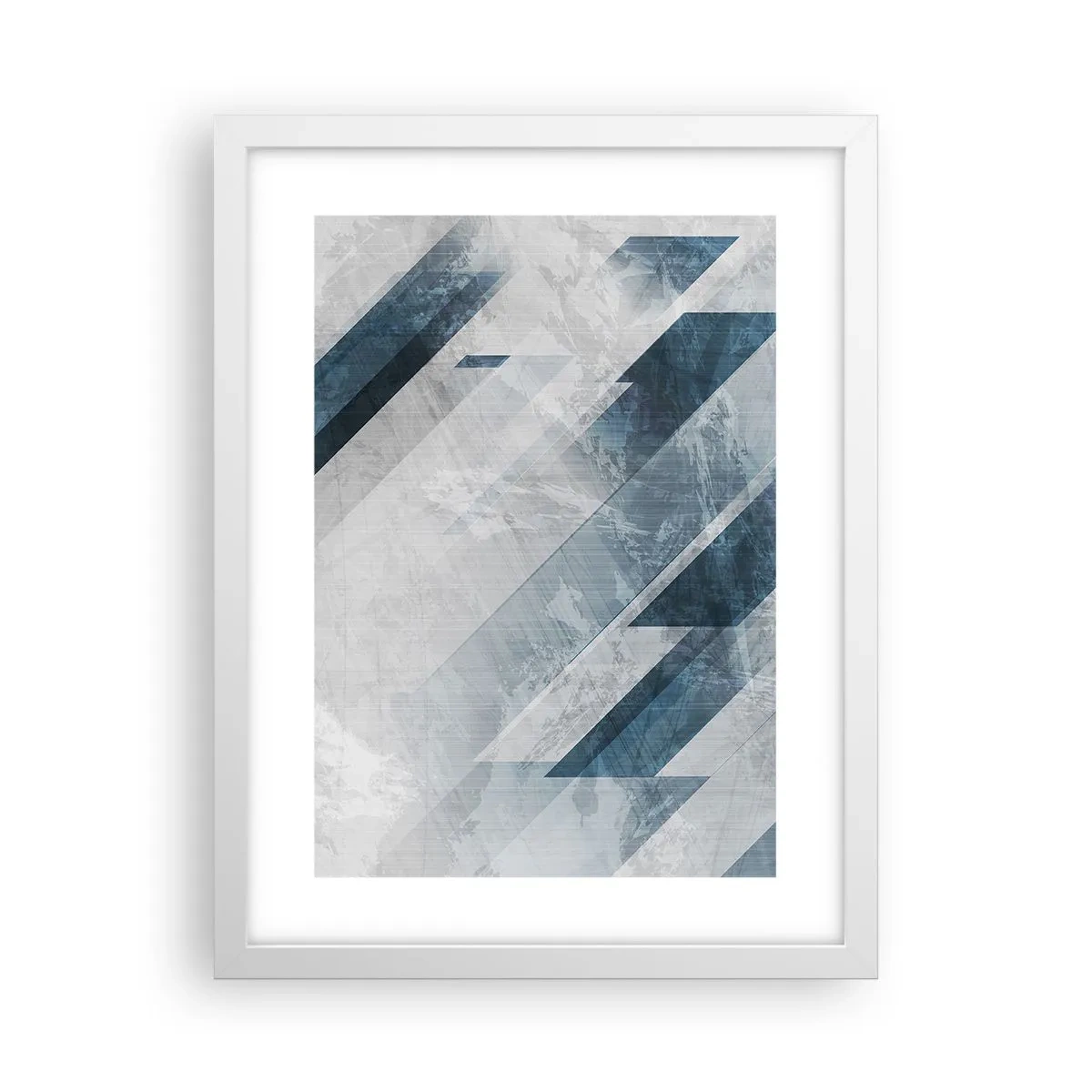 Affiche dans un cadre blanc - Poster - Composition spatiale - mouvement gris - 30x40 cm