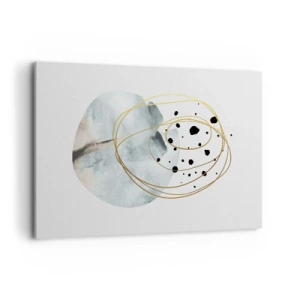 Impression sur toile - Image sur toile - Abstraction minimaliste avec un motif géométrique et des lignes dorées - 120x80cm - Emmêlement de l'espace - Décoration murale moderne pour le salon et la chambre ARTTOR