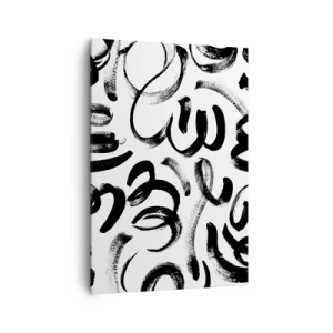 Impression sur toile - Image sur toile - Coups de pinceau abstraits noirs sur fond blanc - 70x100cm - Noir sur blanc - Décoration murale moderne pour le salon et la chambre ARTTOR