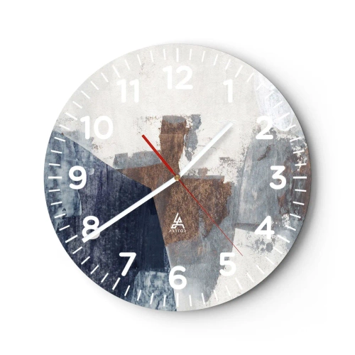 Horloge murale - Pendule murale - Formes bleues et brunes - 40x40 cm