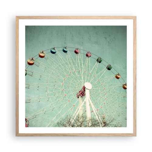 Affiche dans un chêne clair - Poster - Nous vous invitons à vous amuser - 60x60 cm