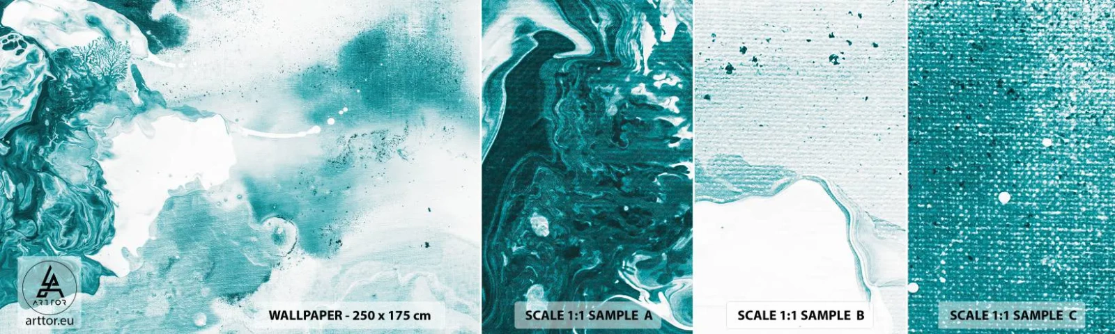 Échantillon De Papier Peint Standard Eco - Marécage bleu - Abstraction, Morceau, Art moderne. - 100x30 cm