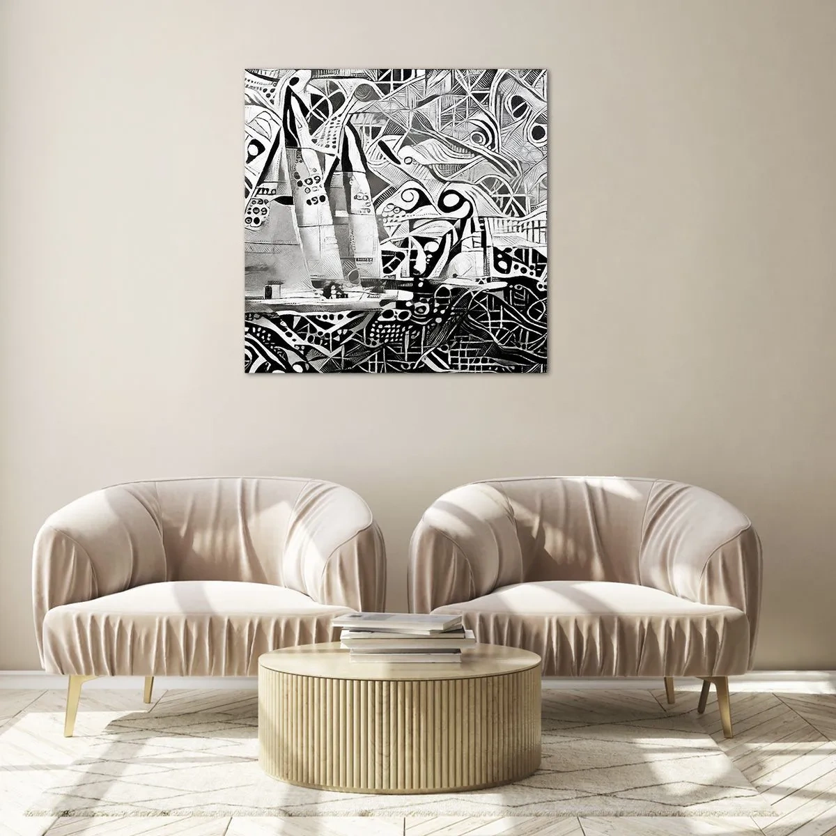 Impression sur verre - Image sur verre - Entre les vagues - 60x60 cm