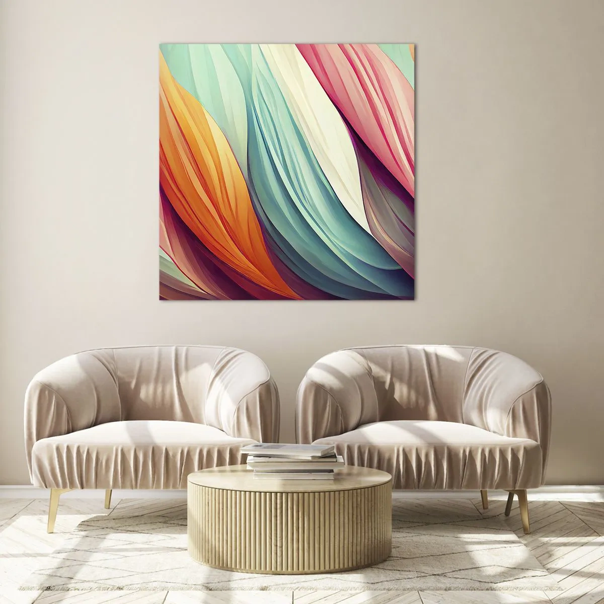 Impression sur verre - Image sur verre - Tissage arc-en-ciel - 30x30 cm