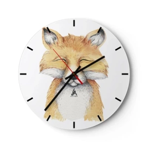 Horloge murale - Pendule murale - Un dessin d'un renard souriant sur fond blanc - 30x30cm - Humeurs de renard - Décoration murale moderne pour le salon, la cuisine et la chambre ARTTOR