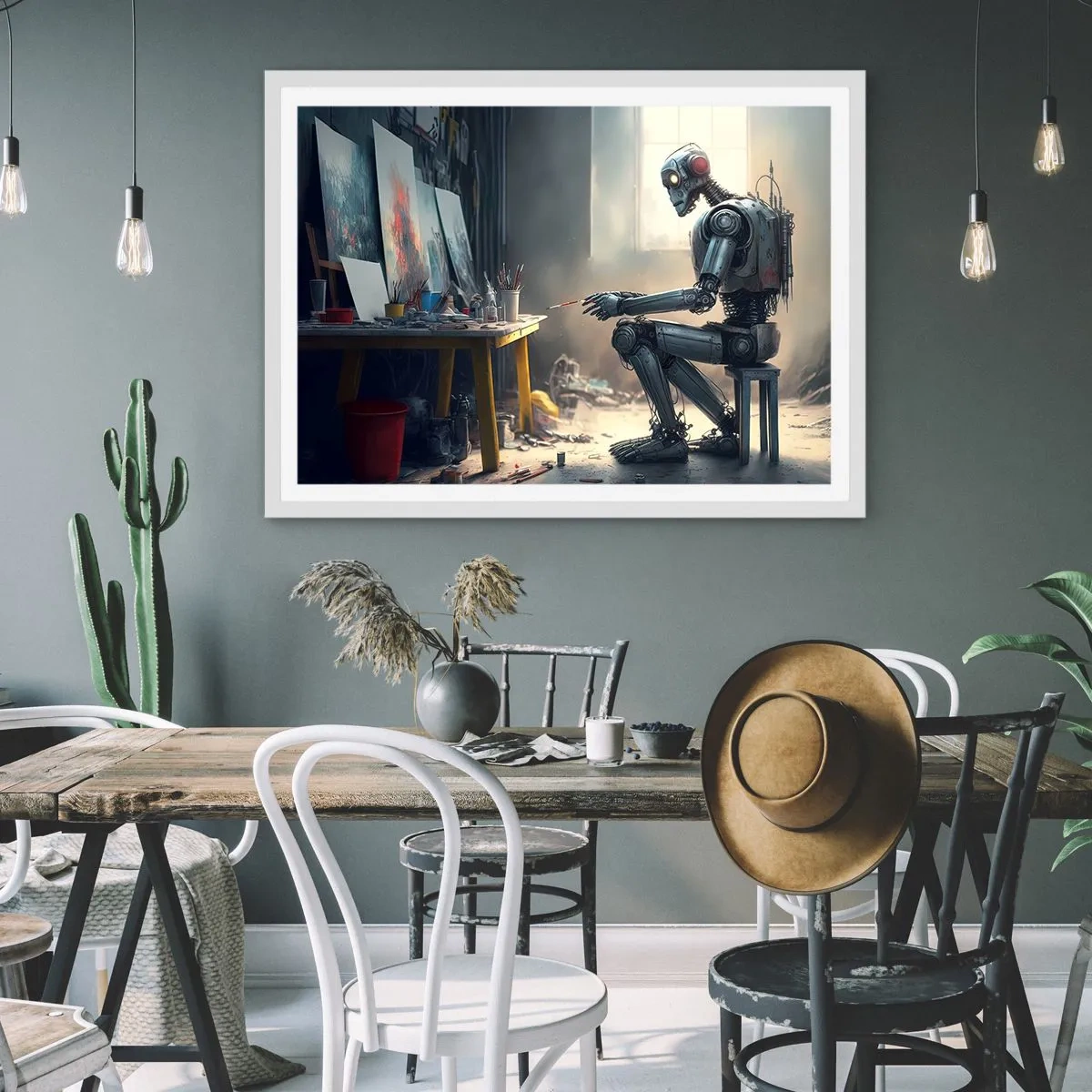 Affiche dans un cadre blanc - Poster - L'acte de création - 70x50 cm