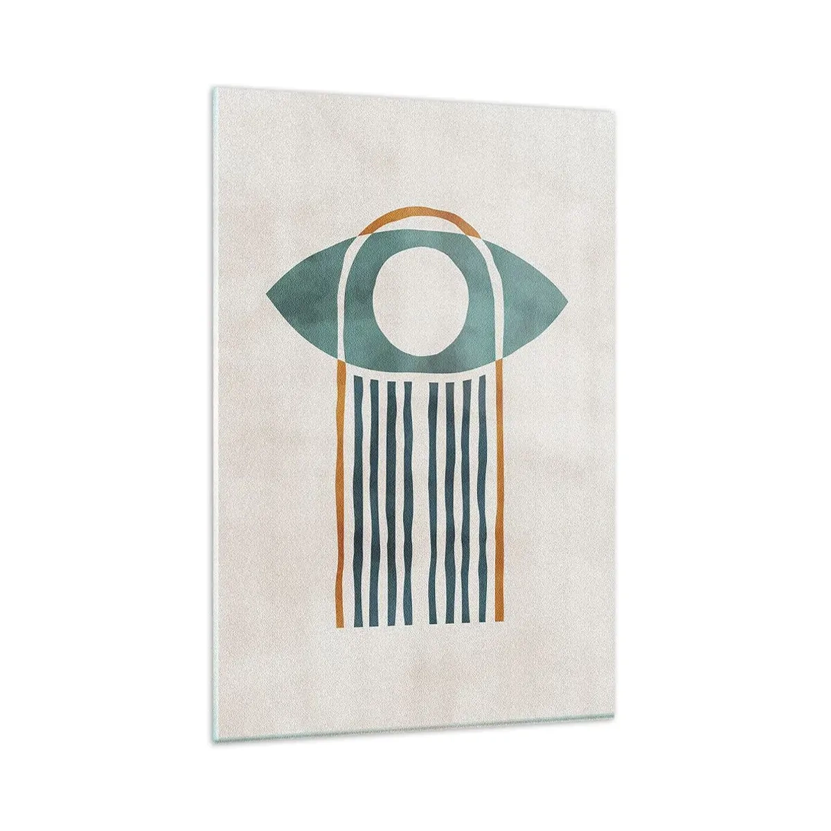 Impression sur verre - Image sur verre - Motif géométrique dans les tons de vert et d'orange - 80x120cm - Signes et rituels - Décoration murale moderne pour le salon et la chambre ARTTOR