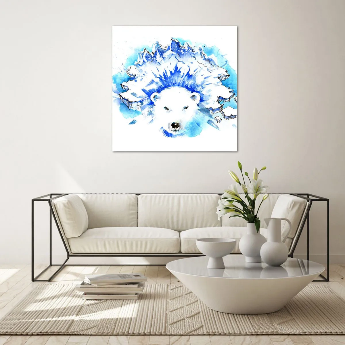 Impression sur verre - Image sur verre - Le roi de l'Arctique dans une couronne de glace - 50x50 cm