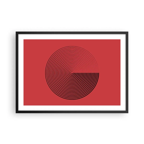 Affiche dans un cadre noir - Poster - Cercles concentriques sur fond rouge - 70x50cm - Mouvement circulaire - Décoration murale moderne pour le salon et la chambre ARTTOR