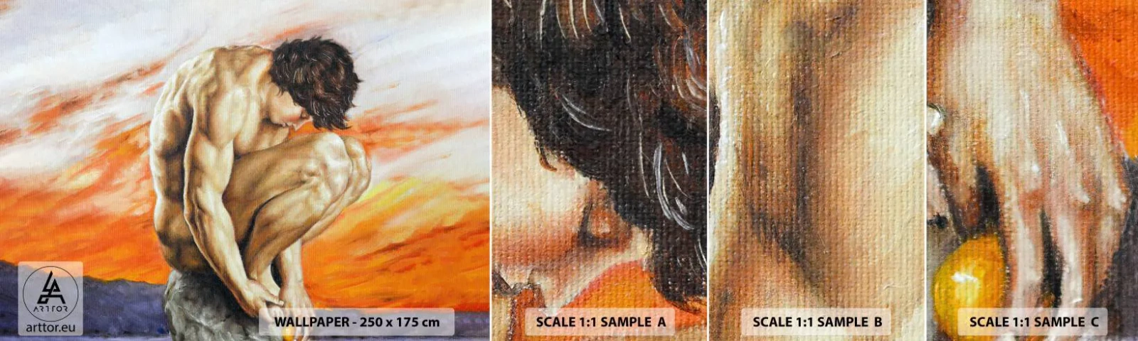 Échantillon De Papier Peint Standard Eco - Plongé dans ses pensées - Corps, Homme, Statue - 100x30 cm