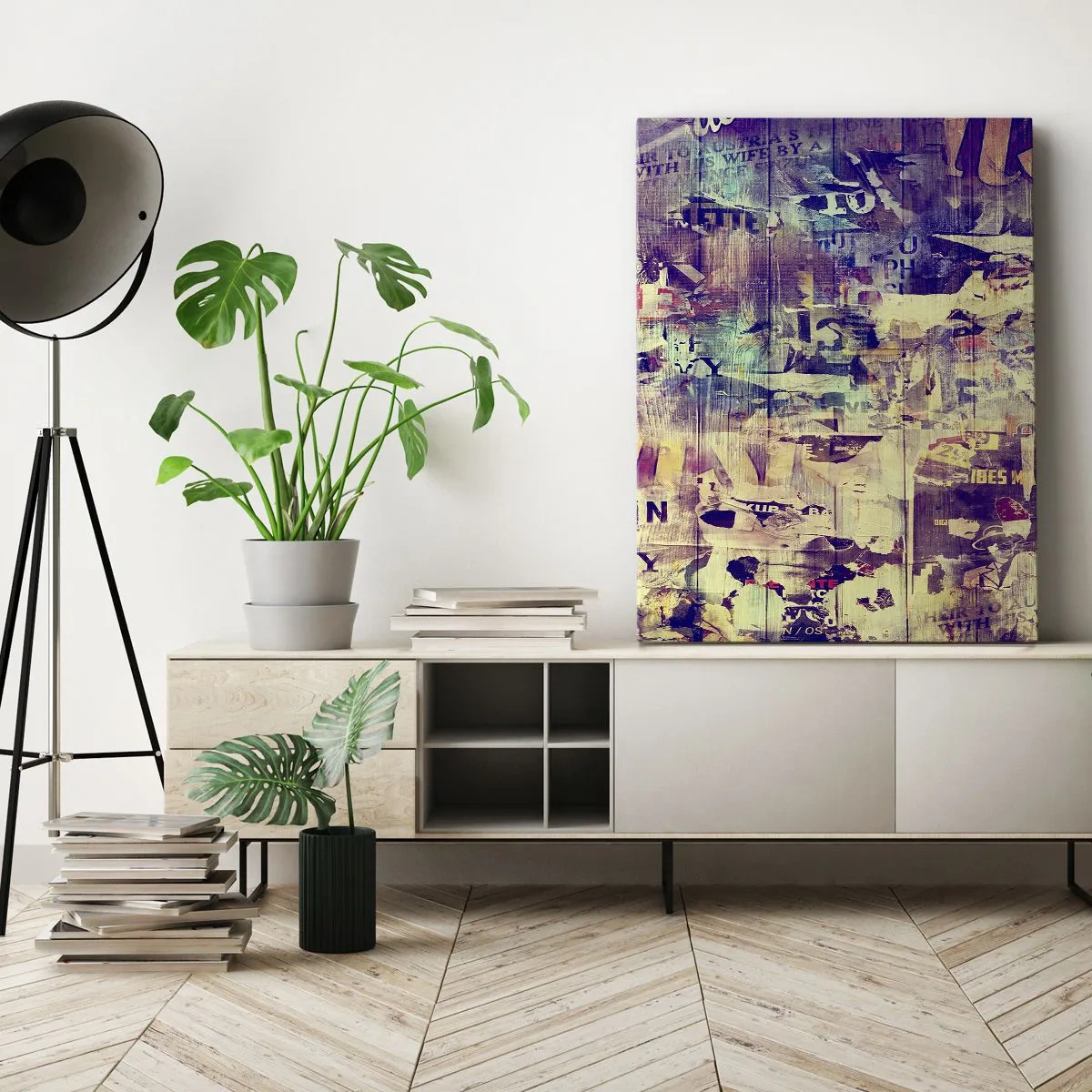 Impression sur toile - Image sur toile - Collage abstrait coloré avec texte et graphiques - 50x70cm - Et c'est tout ce qu'il y a à faire - Décoration murale moderne pour le salon et la chambre ARTTOR