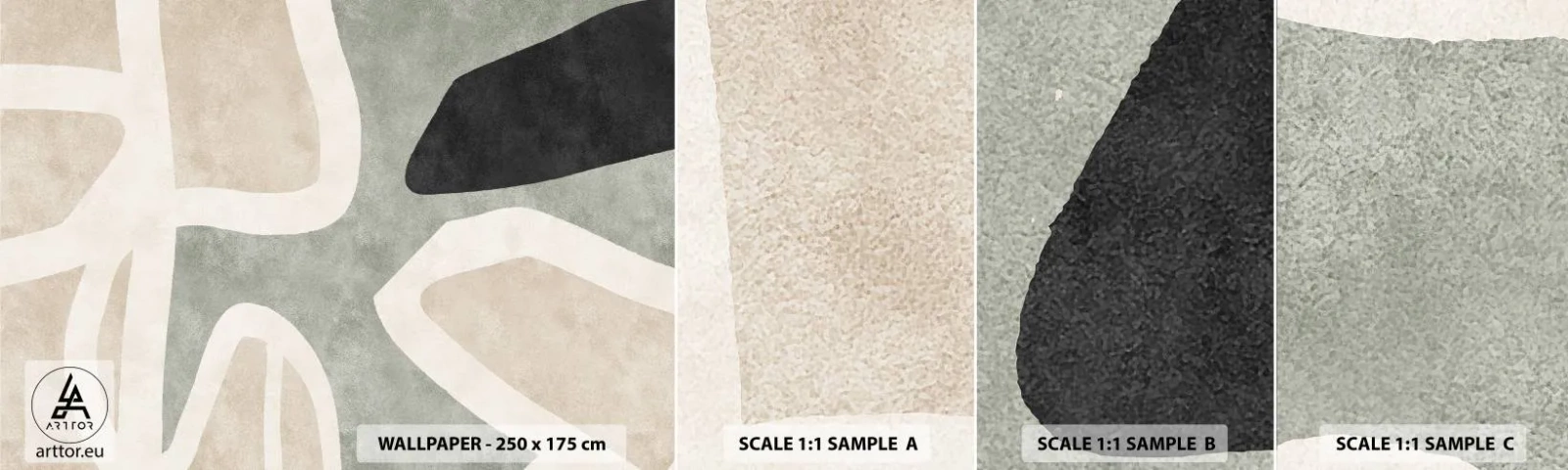 Échantillon De Papier Peint Standard Eco - Composition pour motif noir - Abstraction, Minimalisme, Art moderne - 100x30 cm