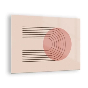 Impression sur verre - Image sur verre - Graphismes géométriques minimalistes dans des tons beiges - 70x50cm - Attraction irrésistible - Décoration murale moderne pour le salon et la chambre ARTTOR