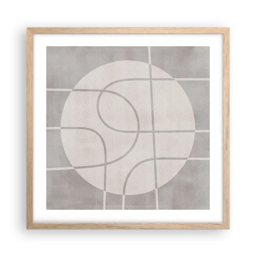 Affiche dans un chêne clair - Poster - Circulaire et tout droit - 50x50 cm