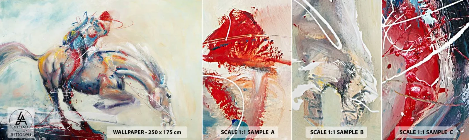 Échantillon De Papier Peint Standard Eco - Accrochez-vous, nous décollons - Animaux, Cheval, Cavalier - 100x30 cm