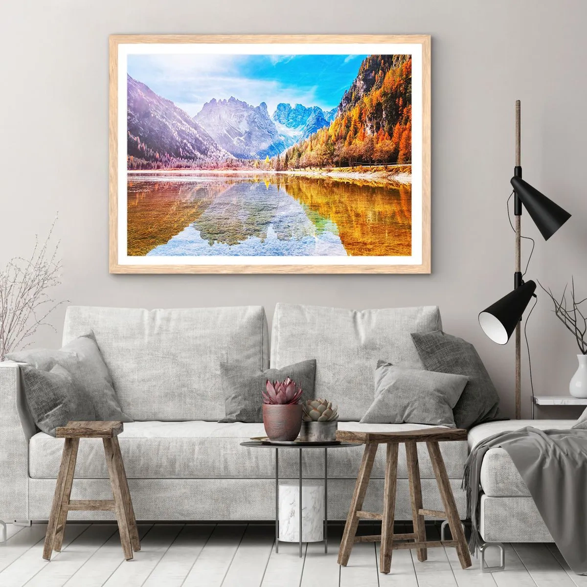 Affiche dans un chêne clair - Poster - C'est déjà le printemps à la montagne - 70x50 cm