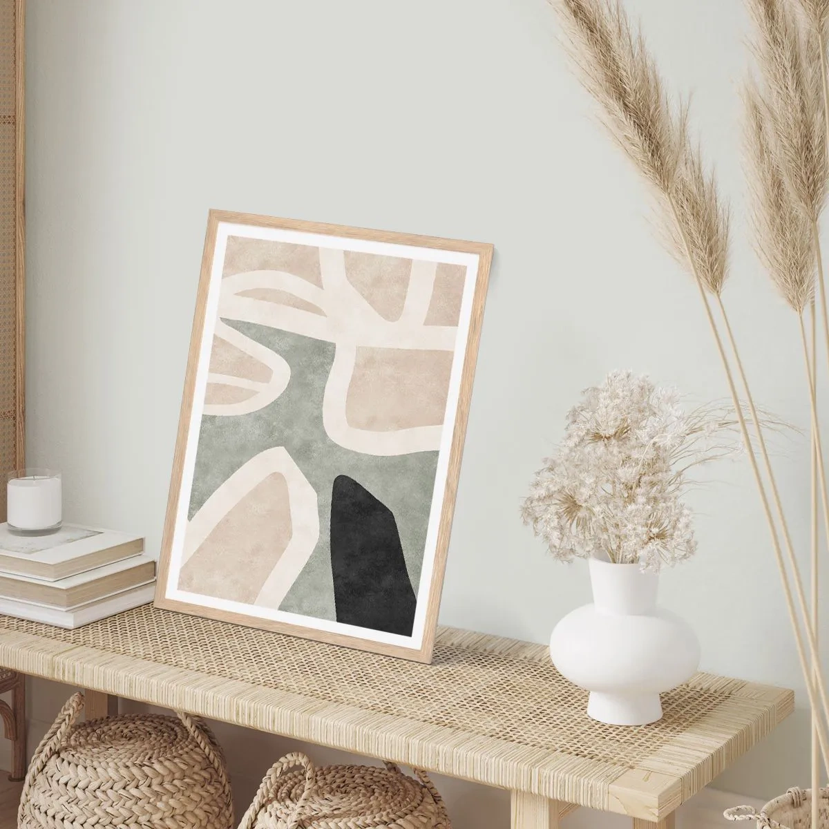 Affiche dans un chêne clair - Poster - Composition pour motif noir - 61x91 cm