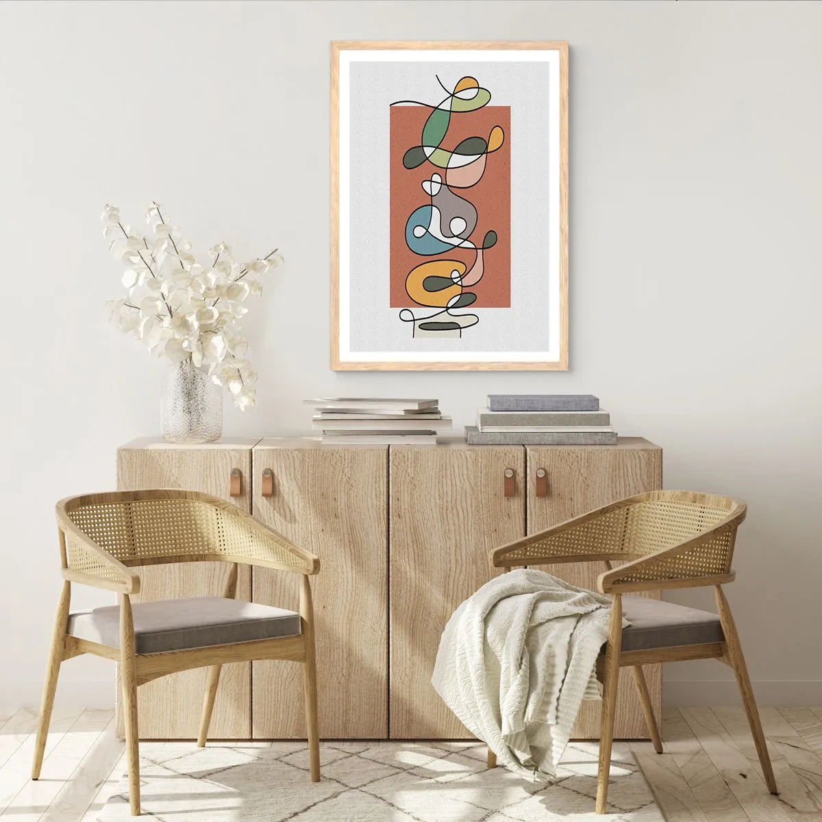 Affiche dans un chêne clair - Poster - Abstraction : danse colorée - 30x40 cm