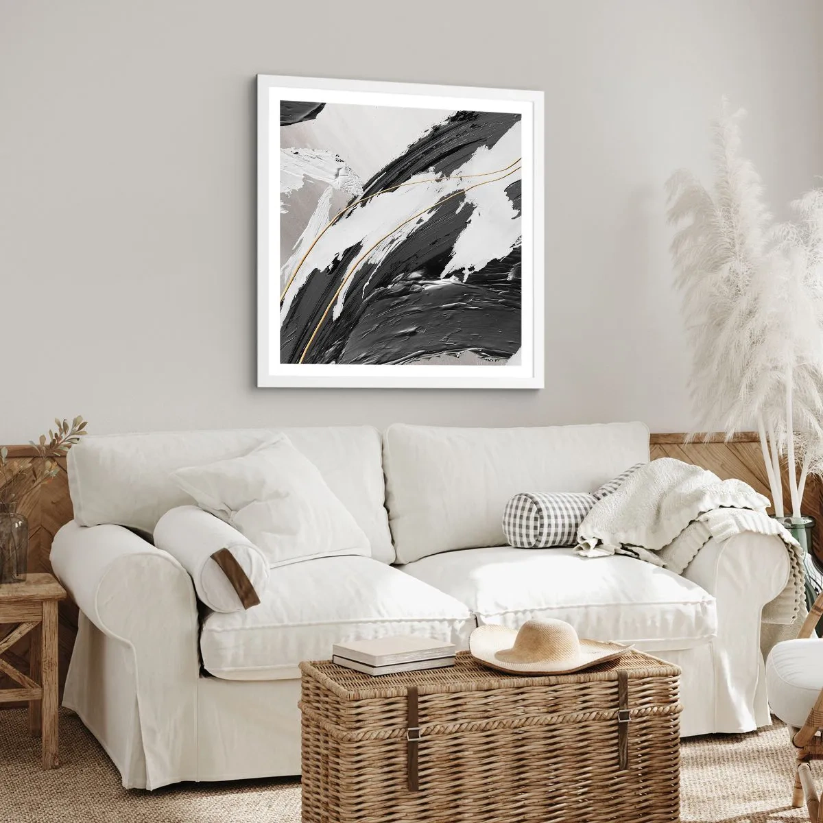 Affiche dans un cadre blanc - Poster - L'abstraction à grande échelle - 40x40 cm