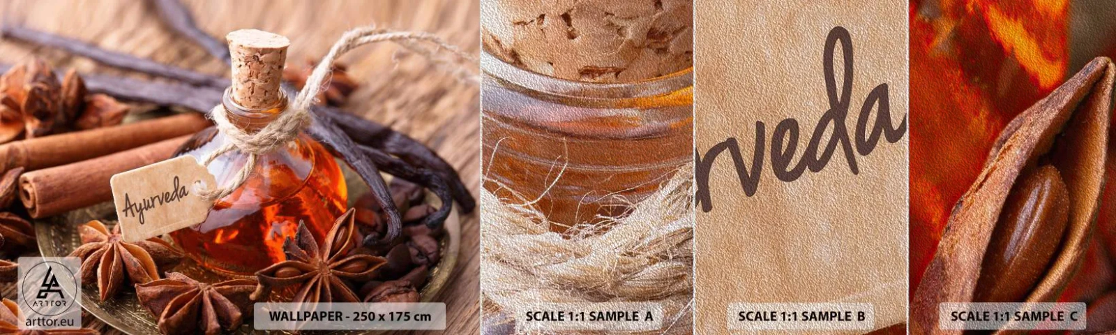 Échantillon de Papier Peint Premium Sand - Vers l'unité du corps et de l'esprit - Cannelle, Anis, Vanille - 100x30 cm