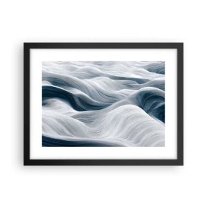 Affiche dans un cadre noir - Poster - Vagues blanches et bleues - 40x30 cm