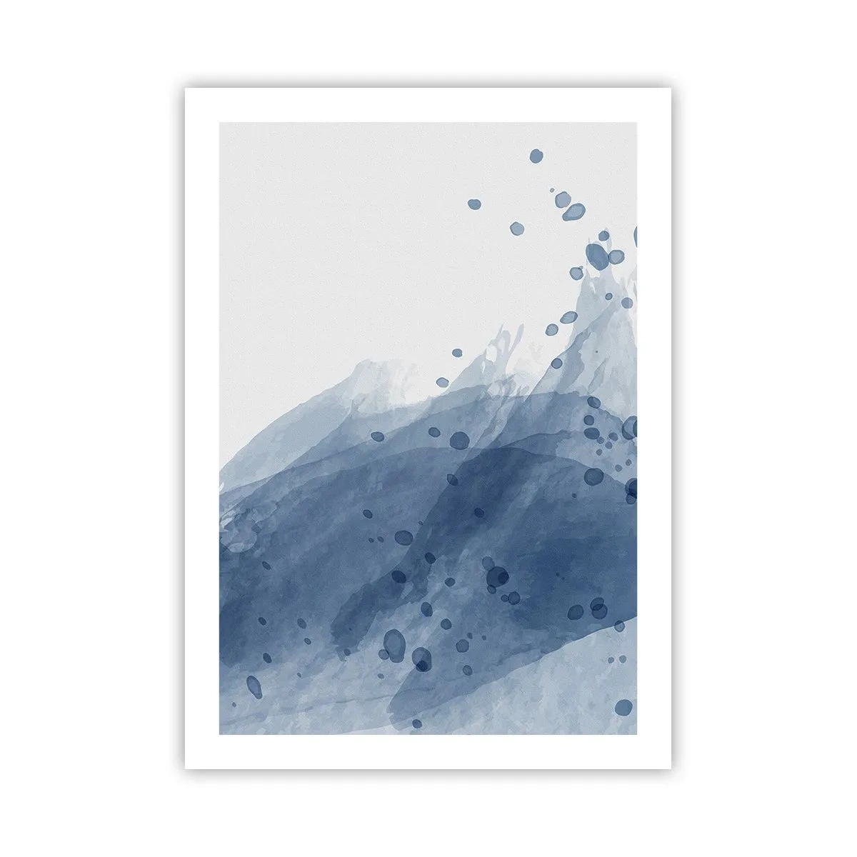 Affiche - Poster - Vagues aquarelles dans des tons de bleu - 50x70cm - Tulle bleu - Décoration murale moderne pour le salon et la chambre ARTTOR