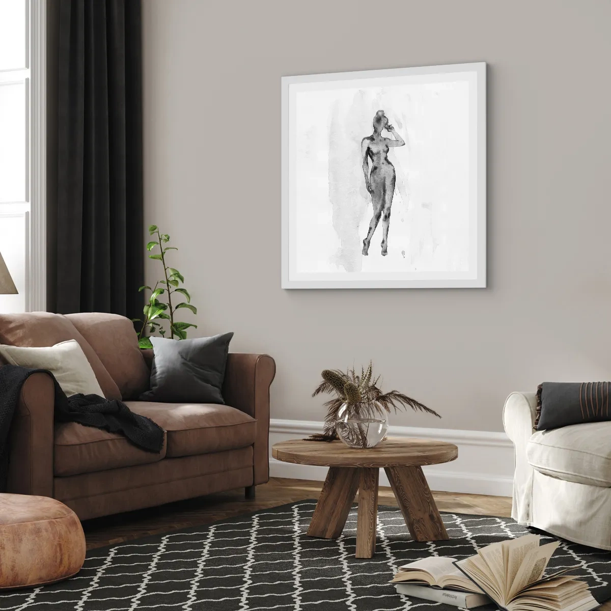 Affiche dans un cadre blanc - Poster - Etude de l'idéal de la féminité - 50x50 cm