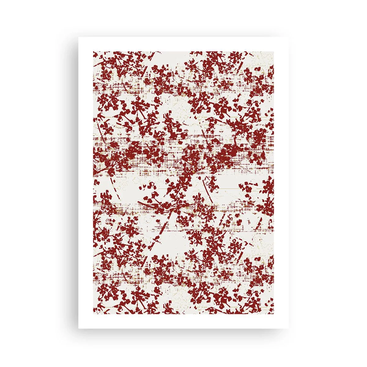 Affiche - Poster - Des accents floraux rouges sur un fond clair - 50x70cm - Comme un calicot ancien - Décoration murale moderne pour le salon et la chambre ARTTOR