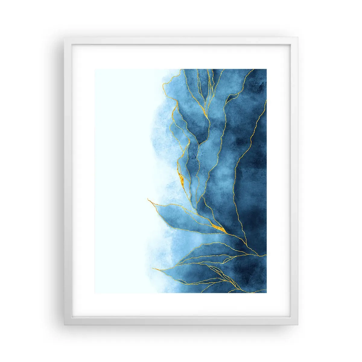 Affiche dans un cadre blanc - Poster - Bleu doré - 40x50 cm