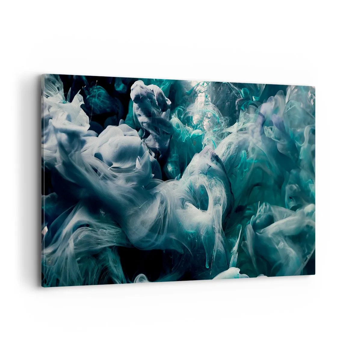 Impression sur toile - Image sur toile - Vagues abstraites dynamiques dans des tons de bleu et de blanc - 120x80cm - Mouvement des couleurs - Décoration murale moderne pour le salon et la chambre ARTTOR