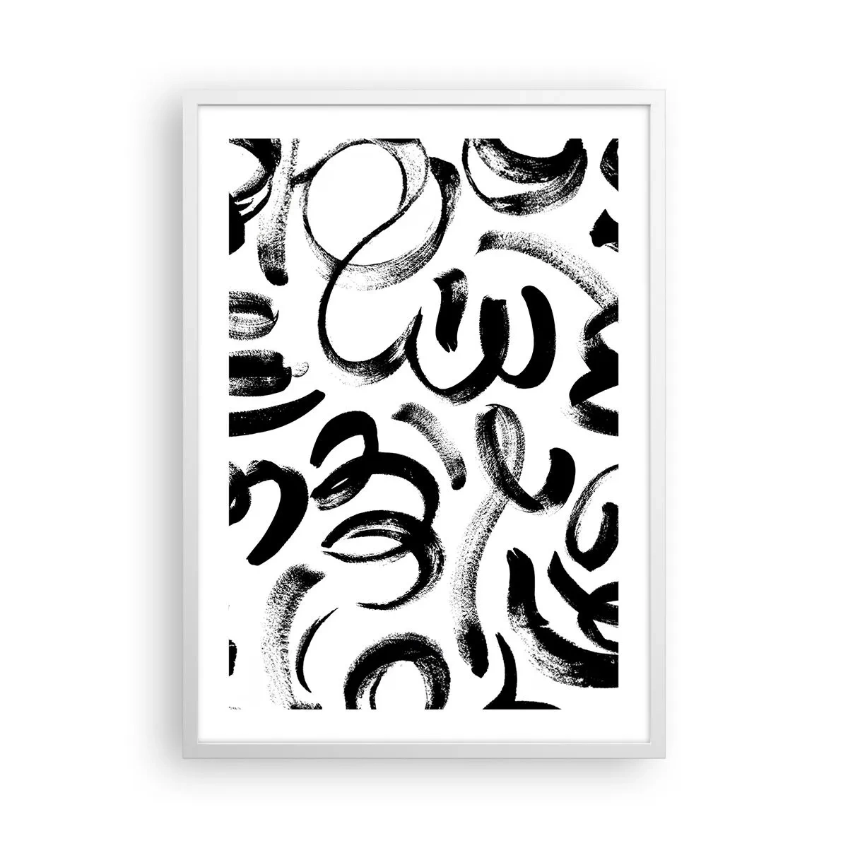 Affiche dans un cadre blanc - Poster - Noir sur blanc - 50x70 cm