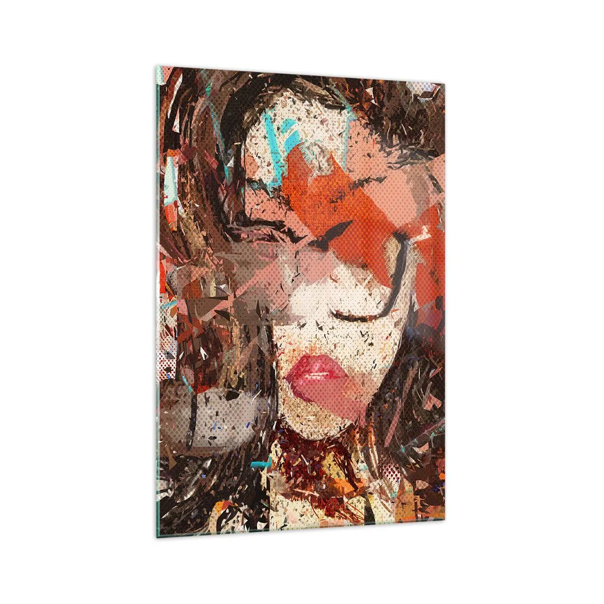 Impression sur verre - Image sur verre - Portrait abstrait d'une femme aux couleurs intenses - 70x100cm - Personne ne sait ce que tu es vraiment - Décoration murale moderne pour le salon et la chambre ARTTOR