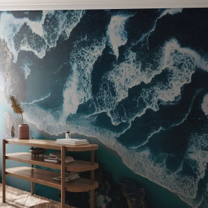 Papier Peint Autocollant Deluxe Sticker - Enveloppé par les vagues - Falaise, Mer, Nature - 300x210 cm