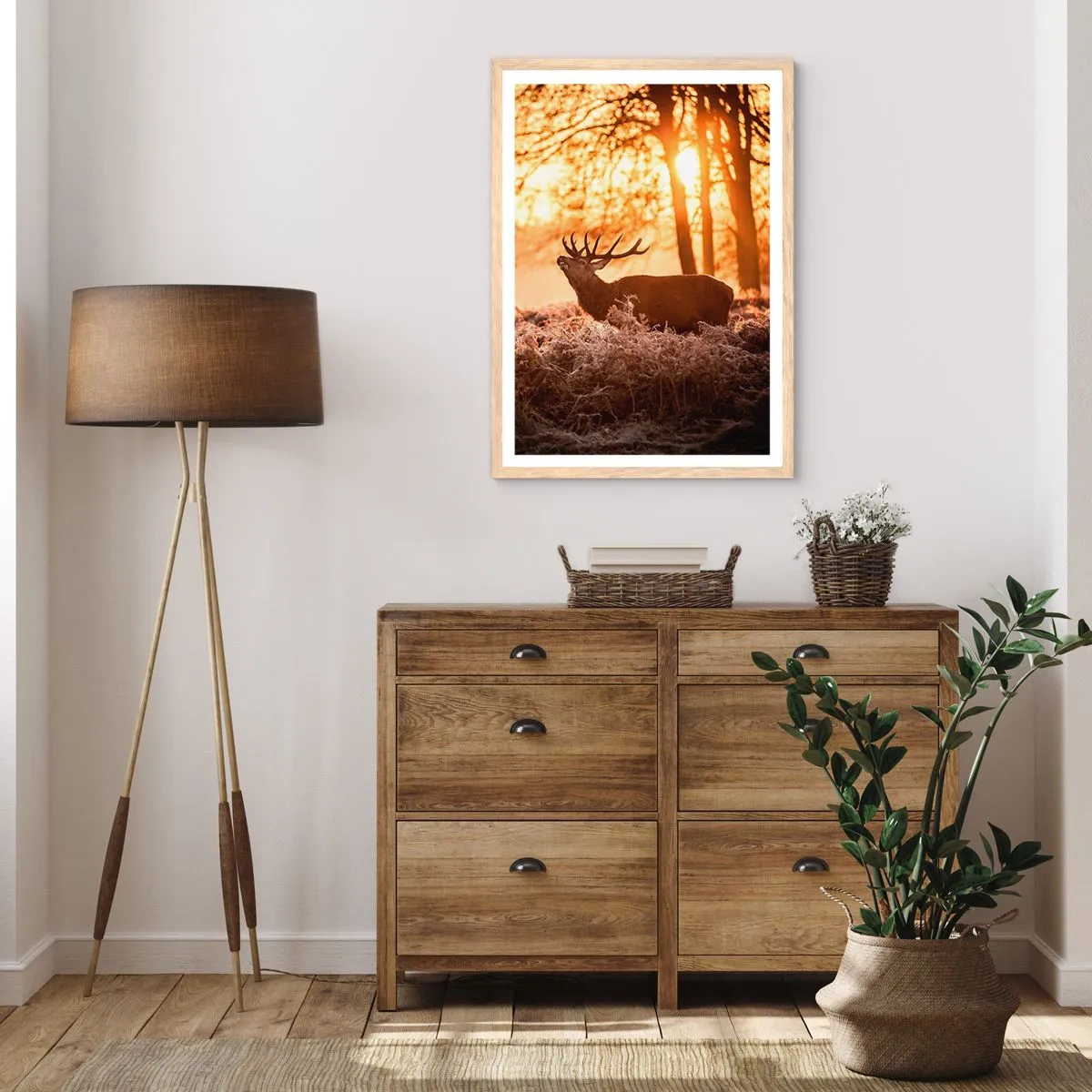 Affiche dans un chêne clair - Poster - Le rêve d'un chasseur - 61x91 cm