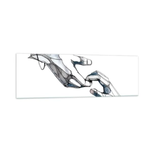 Impression sur verre - Image sur verre - Représentation artistique d'une main dans une forme minimaliste et géométrique - 160x50cm - Un bon geste - Décoration murale moderne pour le salon et la chambre ARTTOR