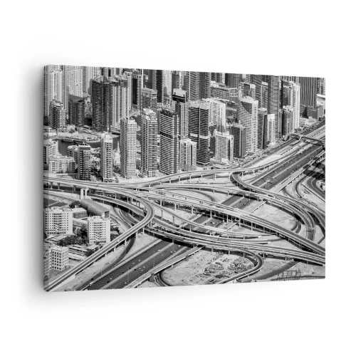 Impression sur toile - Image sur toile - Une vue plongeante sur Dubaï - 70x50cm - Dubaï - la ville impossible - Décoration murale moderne pour le salon et la chambre ARTTOR