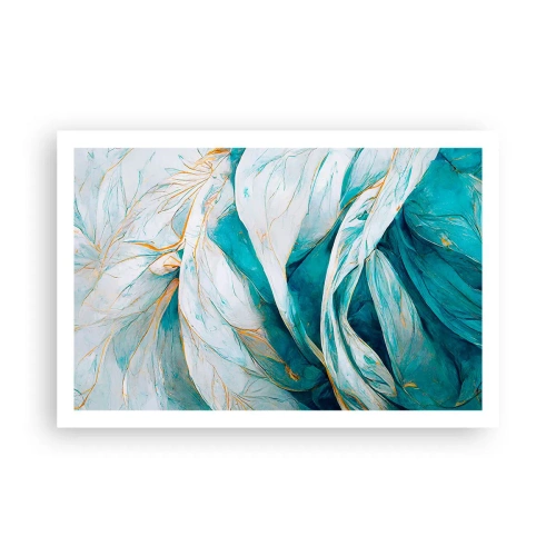 Affiche - Poster - Abstraction bleue avec un motif doré - 91x61 cm