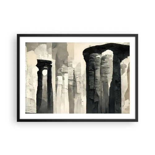 Affiche dans un cadre noir - Poster - Colonnes historiques dans un cadre monochrome atmosphérique - 70x50cm - La majesté de l'Antiquité - Décoration murale moderne pour le salon et la chambre ARTTOR